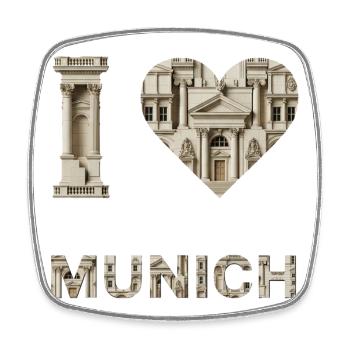 I love Munich – Classical Architecture Love - Square fridge magnet - white - Front