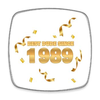 1989 - Viereckiger Kühlschrankmagnet - Weiß - Vorne