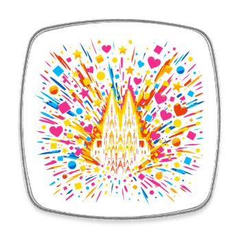 Cologne Cathedral Confetti Carnival Costume - Square fridge magnet - white - Front