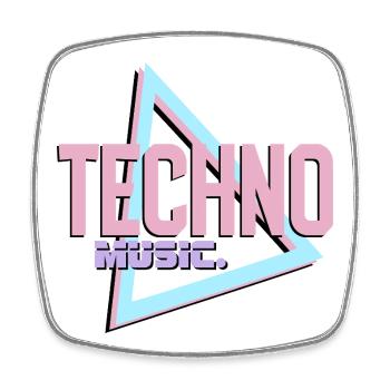 Techno Neon Retro-Logo - Viereckiger Kühlschrankmagnet - Weiß - Vorne