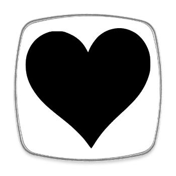 cœur noir cadeau saint valentin - Magnet carré - blanc - Devant