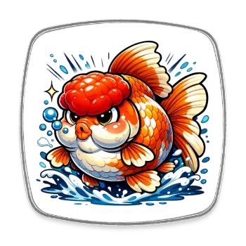 High Quality Fat Oranda Goldfish - Viereckiger Kühlschrankmagnet - Weiß - Vorne
