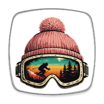 Apres Ski Skifahrer Skibrille Winter Geschenk - Viereckiger Kühlschrankmagnet - Weiß - Vorne
