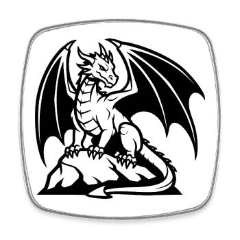 Drache Logo – Fantasy Krafttier Design - Viereckiger Kühlschrankmagnet - Weiß - Vorne
