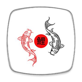 Koi in the red Zen circle - Square fridge magnet - white - Front