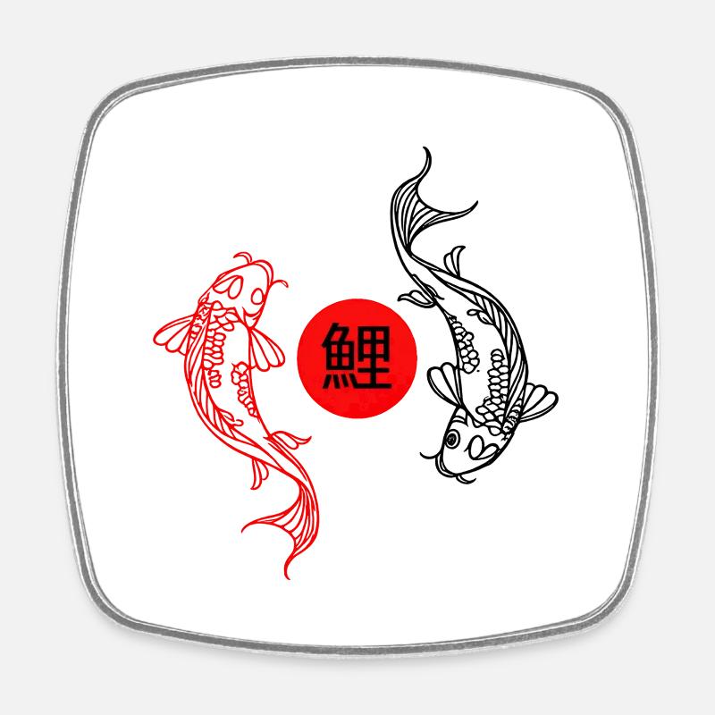 Koi dans le cercle zen rouge - Magnet carré - blanc