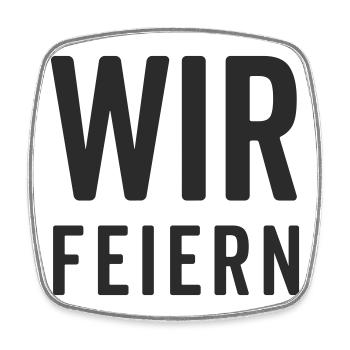 Wir feiern – Party Motiv  - Viereckiger Kühlschrankmagnet - Weiß - Vorne