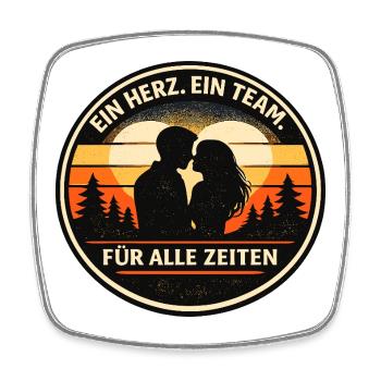 Ein Herz ein Team für alle Zeiten - Viereckiger Kühlschrankmagnet - Weiß - Vorne