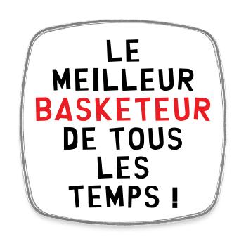 basket meilleur basketteur - Magnet carré - blanc - Devant