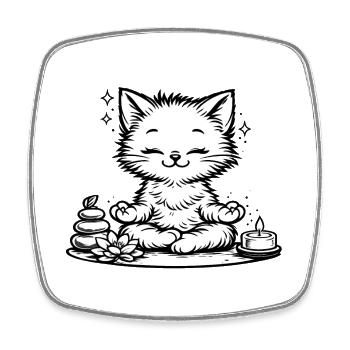 Zen Kitten - Square fridge magnet - white - Front