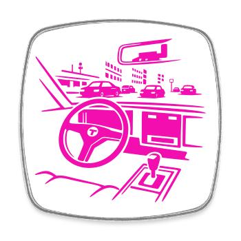 Cockpit de voiture néon - Magnet carré - blanc - Devant