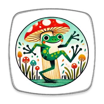 Cercle de fantaisie de grenouille champignon - Magnet carré - blanc - Devant