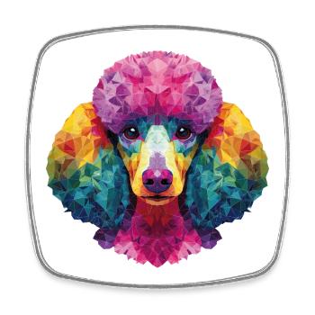 Caniche Chien - Magnet carré - blanc - Devant