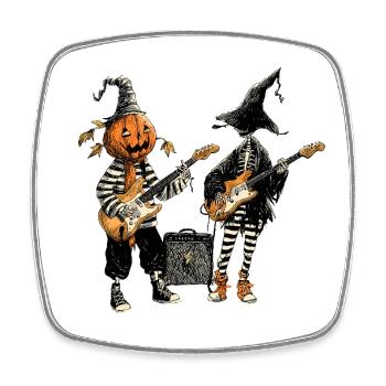 Illustration du groupe de rock Pumpkin & Skeleton - Magnet carré - blanc - Devant