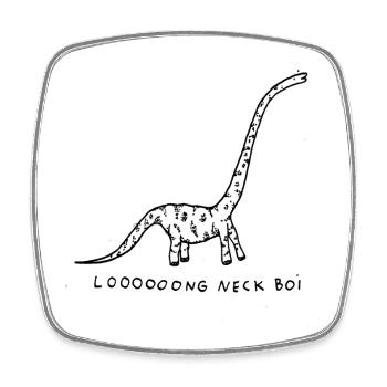 Loooooong_Neck_Boi - Viereckiger Kühlschrankmagnet - Weiß - Vorne