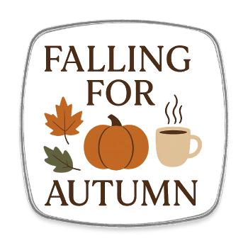 Herbstliebe: Kürbis, Kaffee & Blätter - Viereckiger Kühlschrankmagnet - Weiß - Vorne