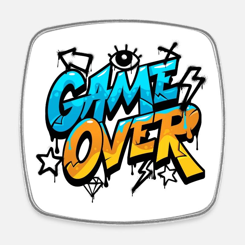 Game Over Graffiti Splash Tee - Magnet carré - blanc