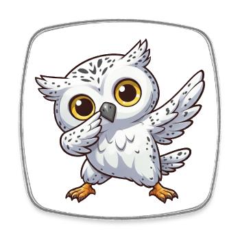 Cool Snowy Owl Dabbing Kids Owl Dab - Square fridge magnet - white - Front