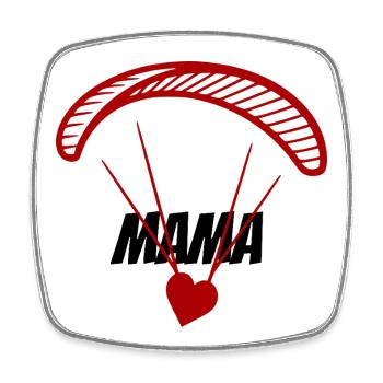 Parapente avec maman écriture et cœur - Magnet carré - blanc - Devant