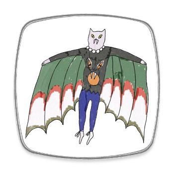 Vampire Cat - Square fridge magnet - white - Front