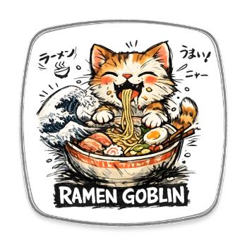 Ramen Nouilles, Amoureux des Chats, Kats Kawaii Rétro - Magnet carré - blanc - Devant