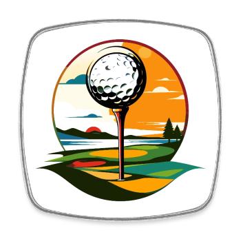 Golfball auf Golfplatz Golfer Landschaft Motiv - Viereckiger Kühlschrankmagnet - Weiß - Vorne