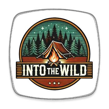 Into The Wild Camping Nature Campfire Outdoor - Square fridge magnet - white - Front