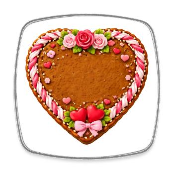 Gingerbread heart motif for self-labeling - Square fridge magnet - white - Front