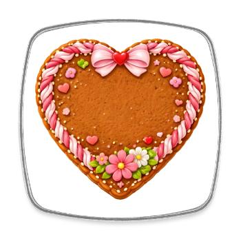 Gingerbread heart motif for self-labeling - Square fridge magnet - white - Front
