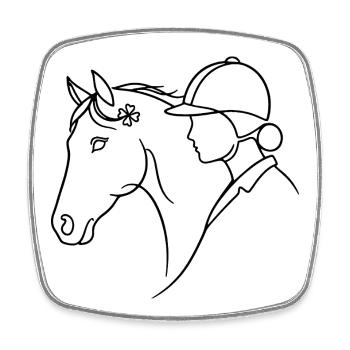 Dressage de chevaux minimaliste en silhouette - Magnet carré - blanc - Devant