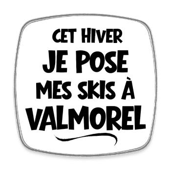Skiing, Ski area, Ski resort - Square fridge magnet - white - Front