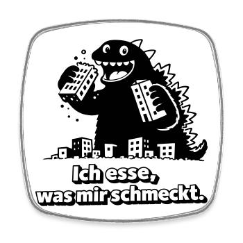 Monster eats what he likes - Square fridge magnet - white - Front