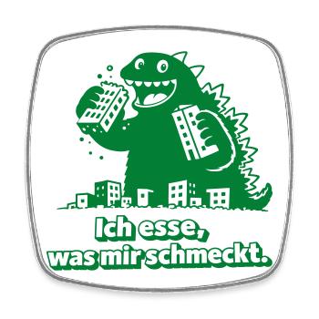 Ich esse was mir schmeckt Monster - Viereckiger Kühlschrankmagnet - Weiß - Vorne