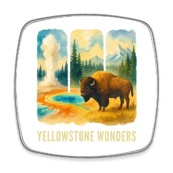 Mountain Landscape with Volcano - Square fridge magnet - white - Front