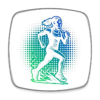 Compact running design for racing - Square fridge magnet - white - Front