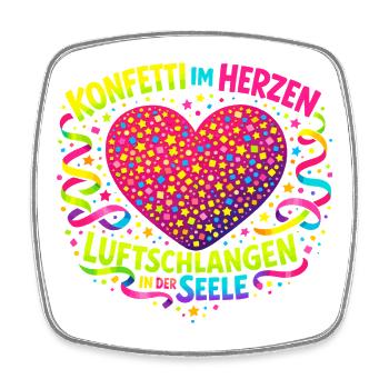 Cœur confetti de carnaval - Bonheur de fête de fête foraine - Magnet carré - blanc - Devant