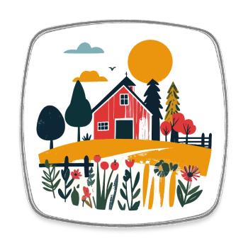Red Barn in Sommerfeld Farm Motif - Square fridge magnet - white - Front