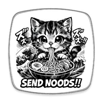 Send Noods Ramen Bowl Kawaii Japanese - Viereckiger Kühlschrankmagnet - Weiß - Vorne