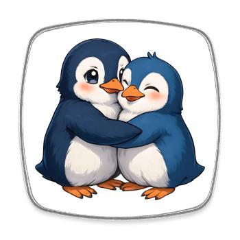 Kuschelige Pinguin-Umarmung - Viereckiger Kühlschrankmagnet - Weiß - Vorne