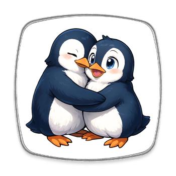 Kuschelfreundschaft der Pinguine - Viereckiger Kühlschrankmagnet - Weiß - Vorne