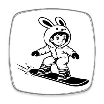 Snowboard Bunny - Viereckiger Kühlschrankmagnet - Weiß - Vorne