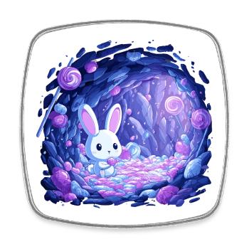 Zuckerhöhle Hase im Bonbonlicht - Viereckiger Kühlschrankmagnet - Weiß - Vorne