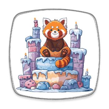 Panda rouge sur gâteau glacé - Magnet carré - blanc - Devant