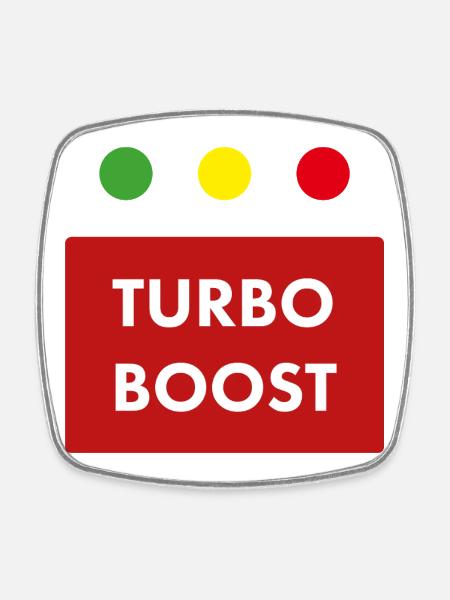Turbo Boost Retro Text - Square fridge magnet - white