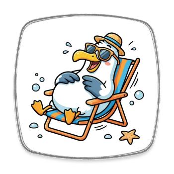 Relaxte Möwe am Strand - Viereckiger Kühlschrankmagnet - Weiß - Vorne