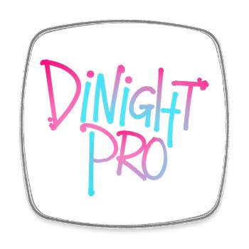 Dinight Pro Neon Gradient - Viereckiger Kühlschrankmagnet - Weiß - Vorne