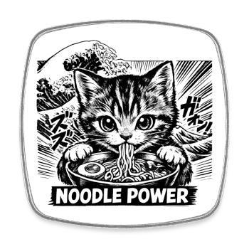 Cat Ramen - Viereckiger Kühlschrankmagnet - Weiß - Vorne