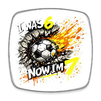 Fussball Geburtstag 6 7 Junge Soccer Meme Geschenk - Viereckiger Kühlschrankmagnet - Weiß - Vorne