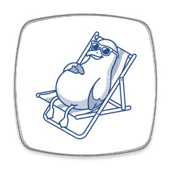 Penguin chills on bench - Square fridge magnet - white - Front
