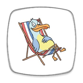 Relaxter Strandpelikan - Viereckiger Kühlschrankmagnet - Weiß - Vorne